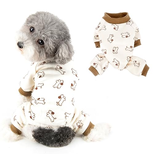 Ranphy Hunde-Pyjama für kleine Hunde, Jungen, Mädchen, einfarbiger Fleece-Haustier-Pyjama mit Hündchen-Aufdruck, weich, bequem, für Herbst und Winter, warmer Pullover, Chihuahua, Yorkie, von Ranphy