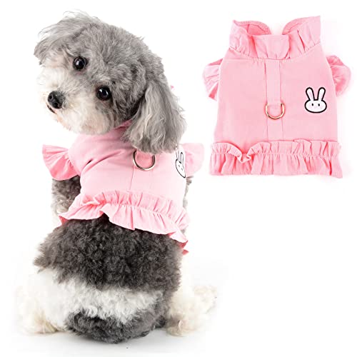 Ranphy Hundegeschirr Weste für kleine Hunde No Pull Puppy Kleid mit Kaninchen Print Haustier Frühling Sommer Kleidung Chihuahua Yorkie Katzen Bekleidung, Rosa, M von Ranphy