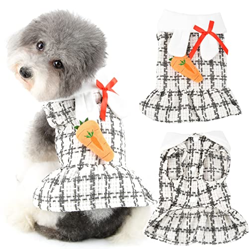 Ranphy Hundekleid mit Gittermuster, für Mädchen, Welpen, Katzen, Prinzessin Kleider Kaninchen Kostüm Weste Kleid Winter warmes Outfit niedlicher Hasenstil Kleidung für Halloween Ostern Weihnachten von Ranphy