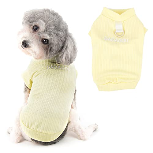 Ranphy Hundeshirts für kleine Hunde Mädchen Jungen Stickerei Buchstabe Haustier Weste Hund Weich Atmungsaktiv Tank Top mit D-Ring Welpe Frühling Sommer Kostüm Katzenbekleidung, Gelb, M von Ranphy