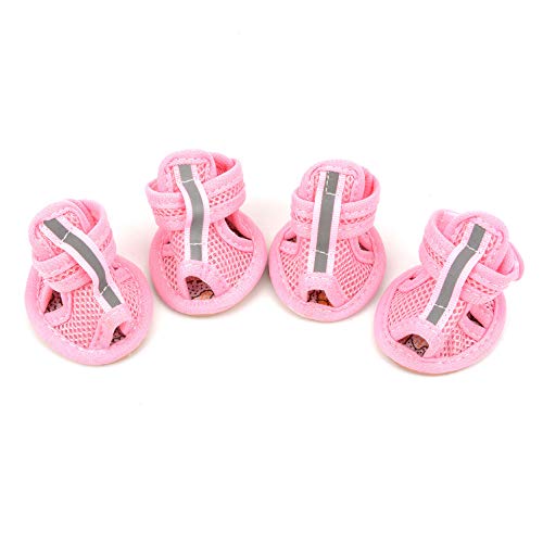 Ranphy Kleine Hundesandalen, wasserabweisend, Sommerpfotenschutz für heißen Gehweg, rutschfeste Stiefel für Jungen und Mädchen, atmungsaktive Netz-Hundeschuhe, Rosa, Nr. 1 von Ranphy