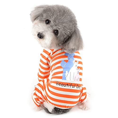 Ranphy Kleiner Hundeoverall Jungen Mädchen Pyjamas Streifen Haustierkleidung Weiche Baumwolle Pjs Hemd Katze Nachtwäsche Nacht Kleidung Onesies Hundekleidung Orange L von Ranphy