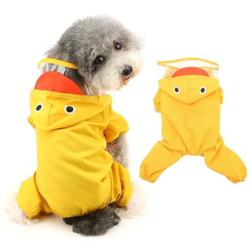 Ranphy Niedlicher Vierbeiner-Regenmantel für Welpen, mit transparenter Kapuze, Haustier-Overall, Regenjacke für kleine Hunde und Katzen, wasserdicht, leicht, mit Ring, Hunde-Regenponcho, Yorkie, von Ranphy