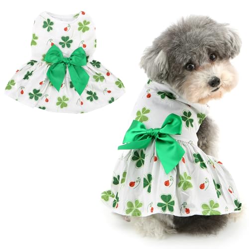 Ranphy Pet St. Patrick's Clothing Prinzessinnenkleid für kleine Hunde mit Schleife, einteiliges Outfit, Yorkie, Chihuahua, Festival, Party, Cosplay, Katzenkleidung, Stil 2, L von Ranphy