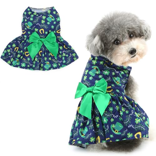 Ranphy Pet St. Patrick's Clothing Prinzessinnenkleid für kleine Hunde mit Schleife, einteiliges Outfit, Yorkie, Chihuahua, Festival, Party, Cosplay, Katzenkleidung, Stil 6, XL von Ranphy