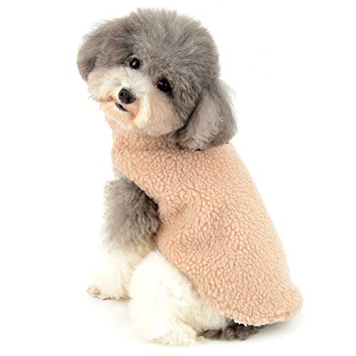 Ranphy Sherpa-Vlies Hunde Kleidung für Kleine Hunde Winter Aufgefüllte Haustier Mantel Weste Jacke Winddicht Kapuzenjacke Thermo Hundewelpen Yorkshire Terrier dackel Weihnachten kostüm Braun M von Ranphy