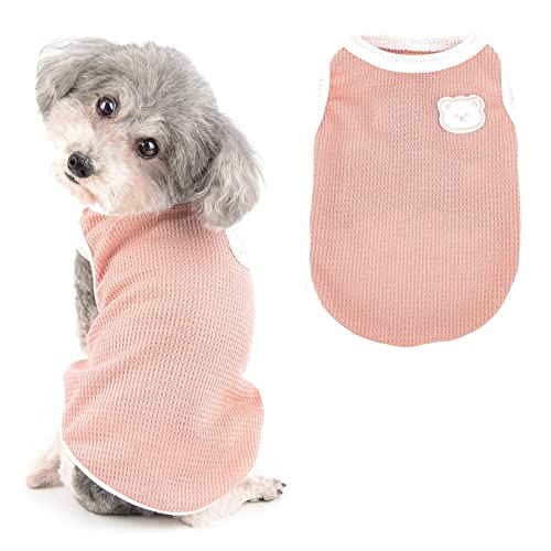 Ranphy Waffel Hund T-Shirt für kleine Mädchen Jungen Bär Welpe Ärmellose Kleidung kleine Katzenbekleidung Sommer Frühling Hundeweste, Rosa, XL von Ranphy