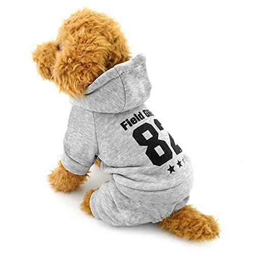 Ranphy Winter-Overall für kleine Hunde, mit Fleece gefüttert, Sweatshirt, Mantel, Druck, Haustierkleidung, Grau, XL von Ranphy