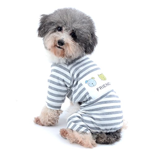 Ranphy Schlafanzug für kleine Hunde, gestreift, für den Winter, Bequeme Baumwolle, Haustierkleidung, Welpenkleidung, Katzenbekleidung, Doggy Pyjama, PJS-Hemd, Yorkie-Overall für Sommer Herbst von Ranphy