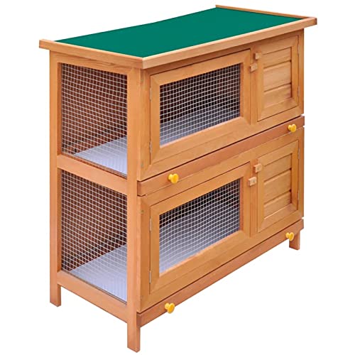 Rantry Kaninchenstall im Freien Käfig Kleine Tiere 4 Türen Holz Tierkäfig Hühnerkäfig Outdoor für Geflügel Hühnerstall Kaninchen Dekoration für Möbel Zimmer von Rantry