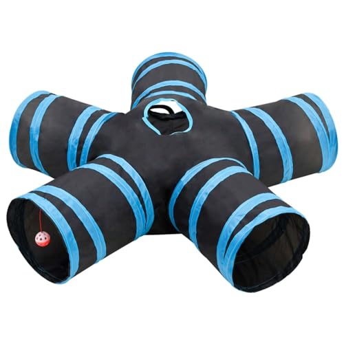 Rantry Katzentunnel 5-fach schwarz und blau 25cm Polyester 334 Spielzelte & Tunnel von Rantry