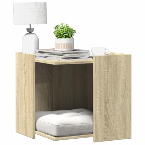 Rantry Zaun für Katzentoilette, Sonoma-Eiche, 53 x 53 x 51 cm, aus Spanplatte, Innenmöbel für Wohnzimmer, Büro, Schlafzimmer von Rantry