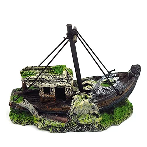 Aquarium Sinking Ship Decorations Sunken Ship Ornaments Eco-Friendly Resin Material Shipwreck Cave Betta Hideout Decoration Aquarium von Ranuw