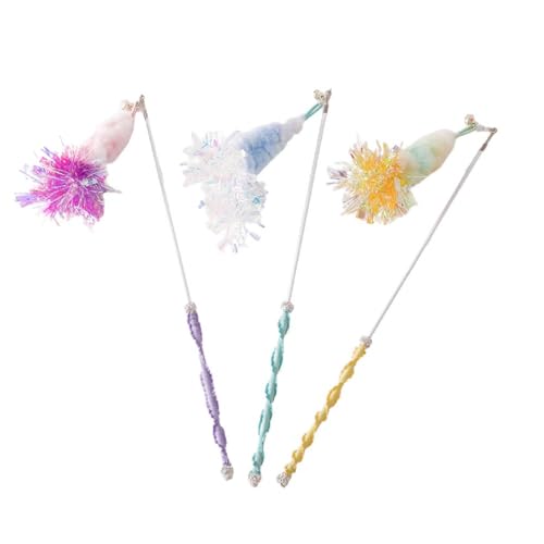 Furry FeatherWand Plüschtier Für Katze Kätzchen Einstellbare Teaser Zauberstab Spielzeug Katze Angelstange Fangen Stick Haustier Geburtstagsgeschenk Interaktives Katzenspielzeug Indoor Katzenspielzeug von Ranuw