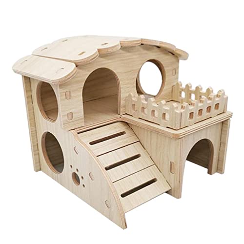 Hamster Holzhaus Mit Zwei Schichten Käfig Für Spielhütte Lebensraum Für Kleine Haustiere Versteckspielzeug Für Zwerg Chinchilla Ratten Hamster Hedge Zwerghamster Zubehör von Ranuw