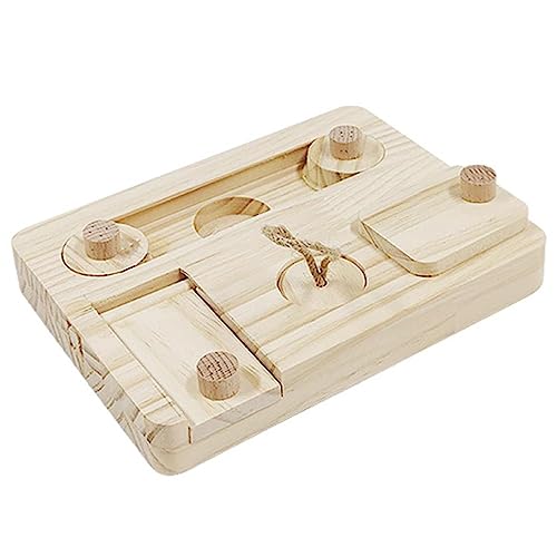 Kleines Haustier Futtersuche Spielzeug Für Meerschweinchen Holz Kaninchen Fütterungs Spielzeug Puzzle Board Kleintier Training Leckerlis Feeder Kaninchen Kauspielzeug Holz Leckerli Spender von Ranuw