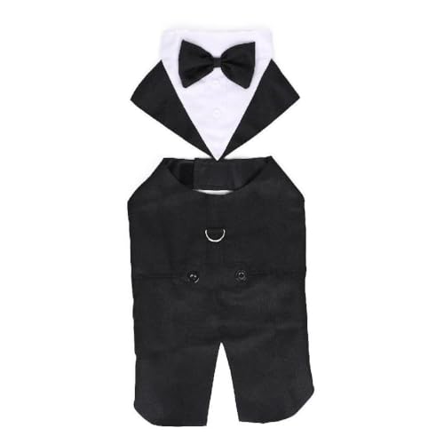 Ranuw Gentleman Hundekleidung Hochzeitsanzug Formelles Hemd Für Kleine Hunde Fliege Smoking Haustier Outfit Halloween Weihnachten Kostüm Gentleman Hundekostüm von Ranuw