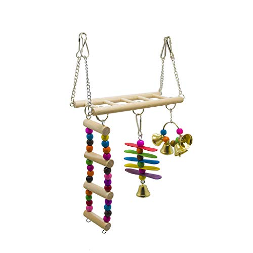 Vogelhängematte aus Holz zum Kuscheln Happy Summer Leiter Haus Spielzeug für Hamster Kleintiere Holzschaukel Design Vogelspielzeug für Papageien Vogelspielzeug für Sittiche Vogel Kauspielzeug Papagei von Ranuw