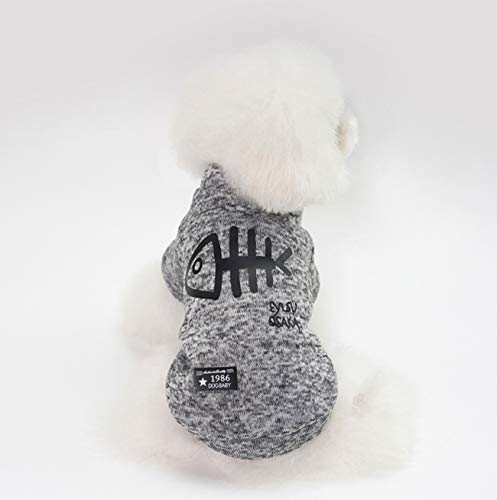 Ranvi Hundekleidung Gestrickter Fischgrätenpullover Weicher und Dicker Warmer Hundehemd Winterhundepullover(Grau/M) von Ranvi