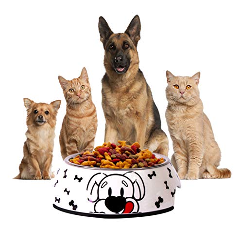 Ranvi Pet Food Bowl, Hund, Pet Cartoon, Rutschfester Kippschutz, Weiß (Groß) von Ranvi