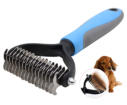 Ranvi Pet Grooming Tool-2-seitige Unterwolle-Rechen für Hunde und Katzen-Sicherer und effektiver Entfilzungskamm für Matten und Verwicklungen Entfernen(groß) von Ranvi
