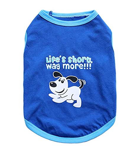 Ranvi Puppy Vest Blue Dog Shirt und“Short”Letters Pet Dog Kleidung Puppy Summer T-Shirt Cotton Kitten Vest Kleidung(L) von Ranvi