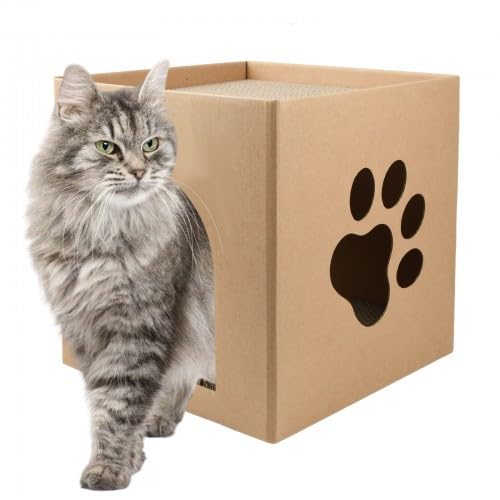 Rapidbok Kratzpappe für Katzen 30x30x30cm, Natürliche Katzenkratzbretter, Katzenkratzbox, Lounge-Bett mit Bio-Katzenminze, Katzenkratzbrett aus Pappe, Kratzspielzeug Lounge für Katzen Kätzchen von Rapidbok