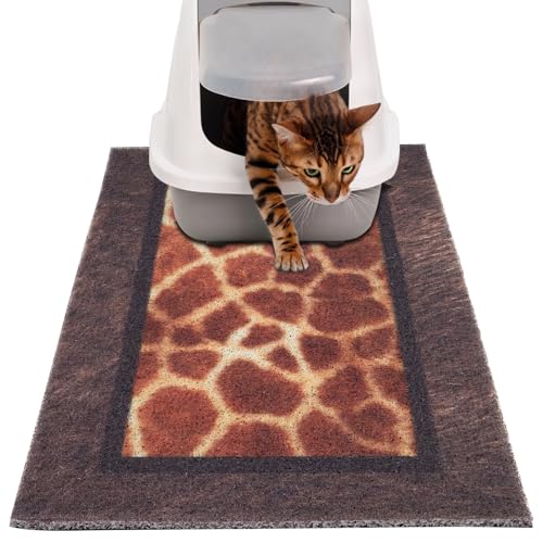 Rarenut Katzenstreu-Fangmatte, 61 x 40,6 cm, fängt Unordnung von Katzentoilette und Futternapf auf, weich zu den Katzenpfoten, leicht zu reinigen, rutschfest, Haustierzubehör, Fußmatten – Leopard von Rarenut