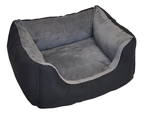 Rattani Deluxe Hundebett/Katzenbett Gr. 60 x 48 cm, Fb. Black, Hundekorb/Katzenkorb von Rattani