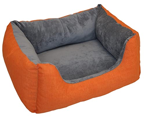 Rattani Deluxe Hundebett/Katzenbett Gr. 60 x 48 cm, Fb. Orange, Hundekorb/Katzenkorb von Rattani