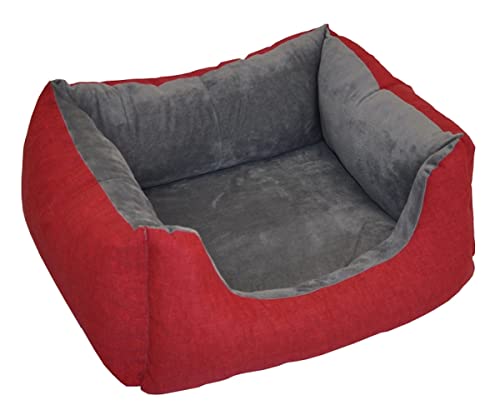 Rattani Deluxe Hundebett/Katzenbett Gr. 60 x 48 cm, Fb. Rot, Hundekorb/Katzenkorb von Rattani