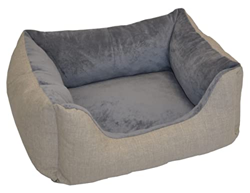 Rattani Deluxe Hundebett/Katzenbett Gr. 60 x 48 cm, Fb. Soft Gray, Hundekorb/Katzenkorb von Rattani