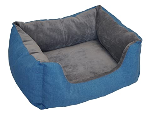 Rattani Deluxe Hundebett/Katzenbett Gr. 60 x 48 cm, Fb. Türkis, Hundekorb/Katzenkorb von Rattani