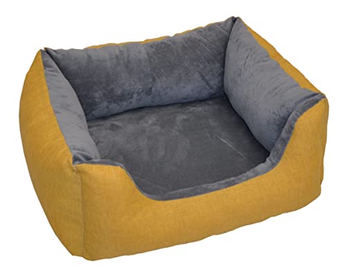 Rattani Deluxe Hundebett/Katzenbett Gr. 60 x 48 cm, Fb. Yellow, Hundekorb/Katzenkorb von Rattani