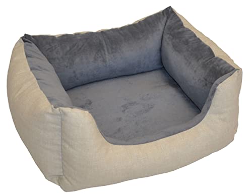 Rattani Deluxe Hundebett/Katzenbett Gr. 60 x 48 cm, Fb. beige, Hundekorb/Katzenkorb von Rattani