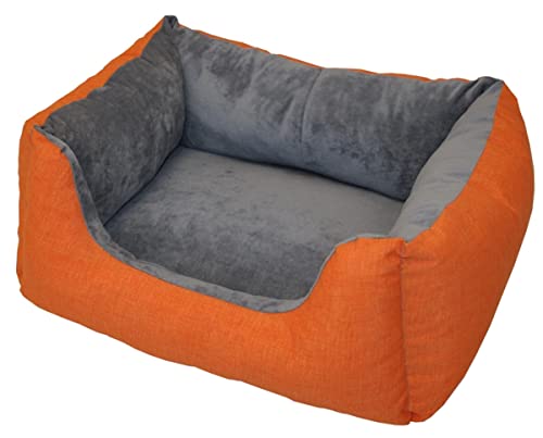 Rattani Deluxe Hundebett/Katzenbett Gr. 70 x 60 cm, Fb. Orange, Hundekorb/Katzenkorb von Rattani