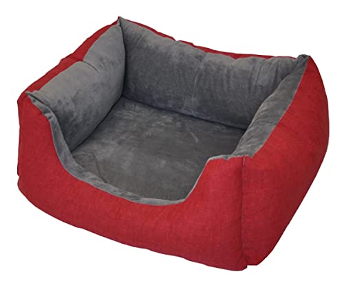 Rattani Deluxe Hundebett/Katzenbett Gr. 70 x 60 cm, Fb. Rot, Hundekorb/Katzenkorb von Rattani