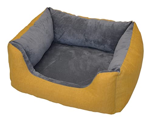 Rattani Deluxe Hundebett/Katzenbett Gr. 70 x 60 cm, Fb. Yellow, Hundekorb/Katzenkorb von Rattani