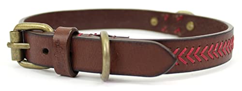 Rawlings Hundehalsband, Baseballstich, Leder, Größe M, 51,4 cm, Braun von Rawlings