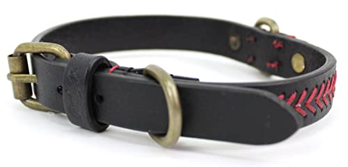 Rawlings Hundehalsband aus Leder, Baseballstich, Größe L, 58,4 cm, Schwarz von Rawlings