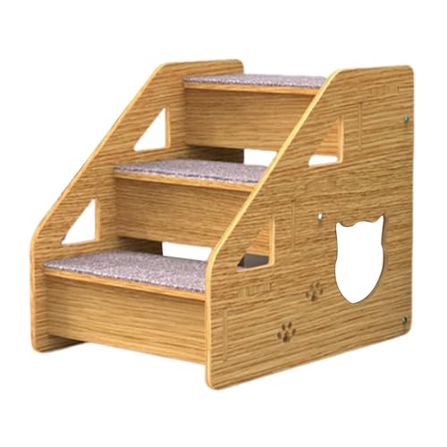 Bed Steps Dogs – Haustiertreppe für Couch, 3 Ebenen, Haustiertreppe & Rampe für mittelgroße/kleine Hunde, alte Katzen, Hunde-/Katzenleiter, Holz, rutschfest, für Betten und hohe Betten Sofa von Raxove