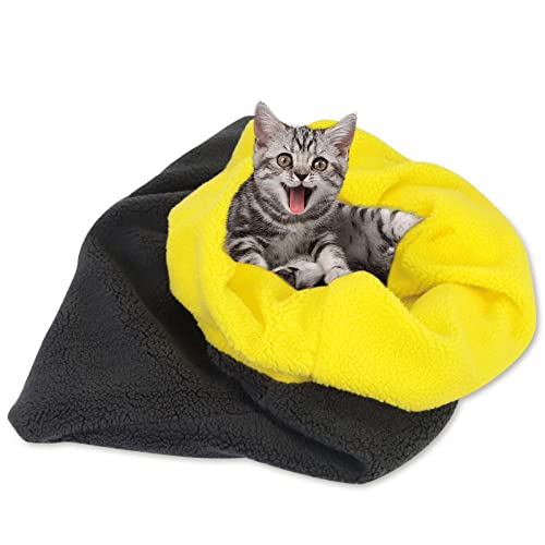 Raxove Katzenbett Höhle, bequemer Katzenschlafsack, Haustierschlafbett, waschbar, weiches Fleece-Höhlenbett für den Winter, warmes Bettnest für Katzen, Kätzchen, Welpen von Raxove