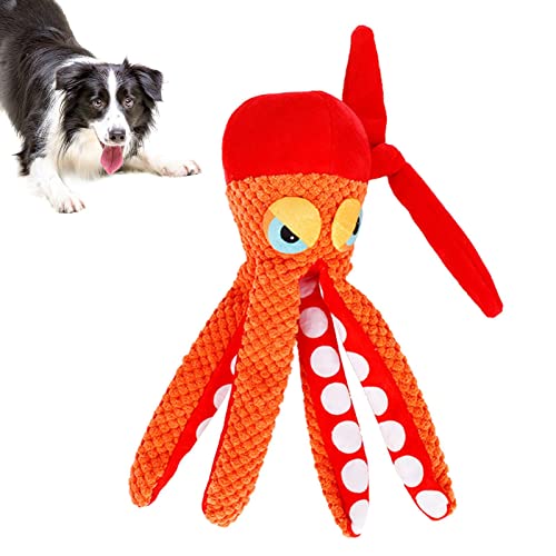 Raxove Octopus Plüsch Hundespielzeug, Bissfestes Hundespielzeug für aggressive Kauer, interaktives Quietschspielzeug für das Training von Haustieren, Maschinenwaschbares Stofftier für Welpen Kleine von Raxove