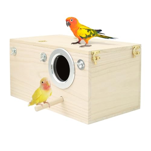 Raxove Sittich-Nistkasten - Sittich-Nistkasten | Holz Papagei Nisthaus | Nistkästen für Vögel mit Sitzstange Ständer Vogelkäfig Paarungsbox für Wellensittiche Finken Nymphensittiche Conure Zubehör von Raxove