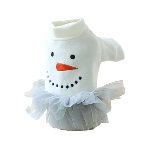 Schneemann-Kleid-Outfit für Haustiere, Katzen-Schneemann-Kostü, Hunde-Weihnachtsoutfit, Schneemann-Weihnachts-Hundekleid, weißes, leichtes Rollkragenpullover für Welpen, Einteilige Katzenkleidung von Raxove