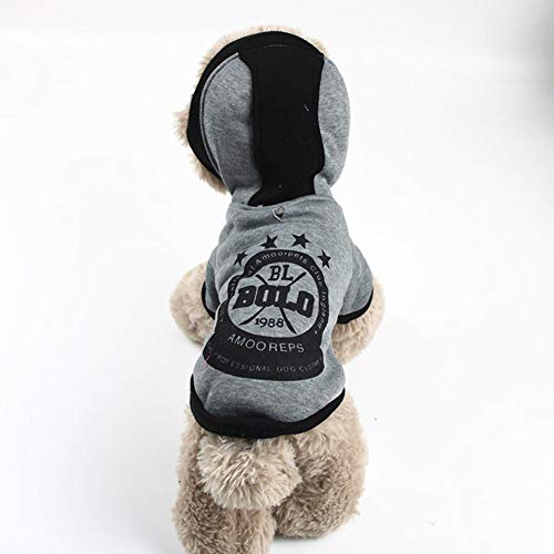 RayMinsin Cartoon Bedruckter Haustier Pullover Hundekleidung Teddy Kitty Hund Haustier Kleidung Teddy Bichon Hund Herbst und Winter Kleidung (Grau, XL) von RayMinsin