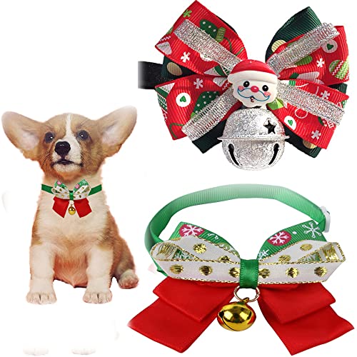 RayMinsino 2 Stück Weihnachtsglocken, Schneeflocken-Muster, weiße Punkte, Katzen, Hunde, Verkleidung, Haustier-Halsband, Glocken-Schmuck von RayMinsino