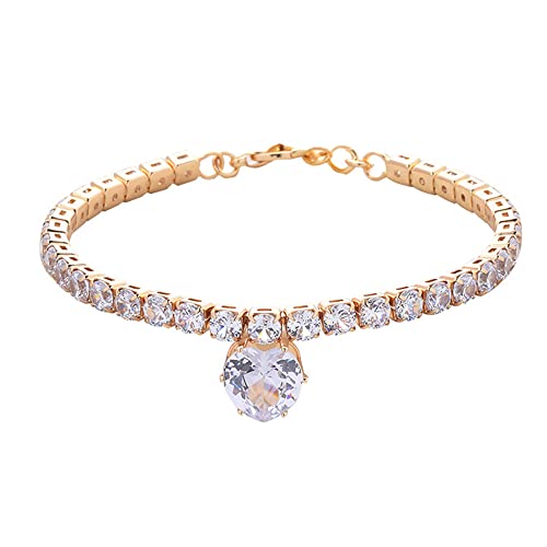 RayMinsino Bling Strass Herz Form Katze und Hund Halskette Haustier Edelstein Halskette Katze und Hund Strass Halsband Zubehör von RayMinsino