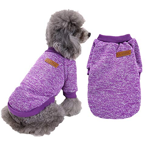 RayMinsino Haustier-Hundekleidung, warmer Pullover, niedlicher Strick, einfarbig, Hundepullover für kleine Hunde, Mädchen und Jungen, Hundepullover Mäntel, warme Kleidung für Welpen von RayMinsino