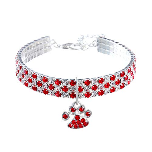 RayMinsino Haustierhalsband mit Diamanten, Verstellbarer Kristalldiamant elastischer Herzklauenanhänger Hochzeitskatze und Hund Kleiner Haustierhalskettenschmuck von RayMinsino